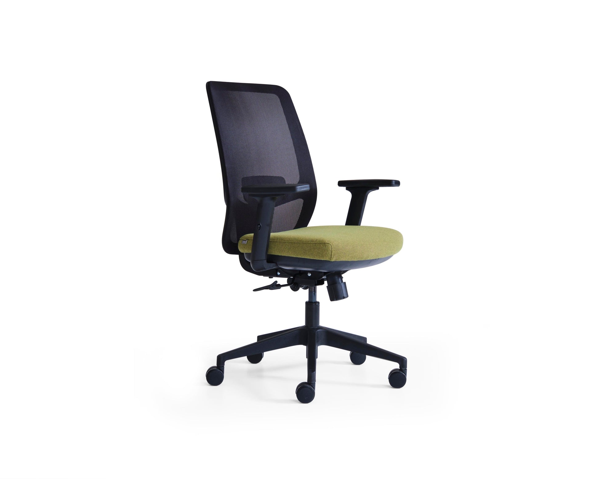 Tami Office Chair featuring modern ergonomic design with breathable mesh backrest and green seat.