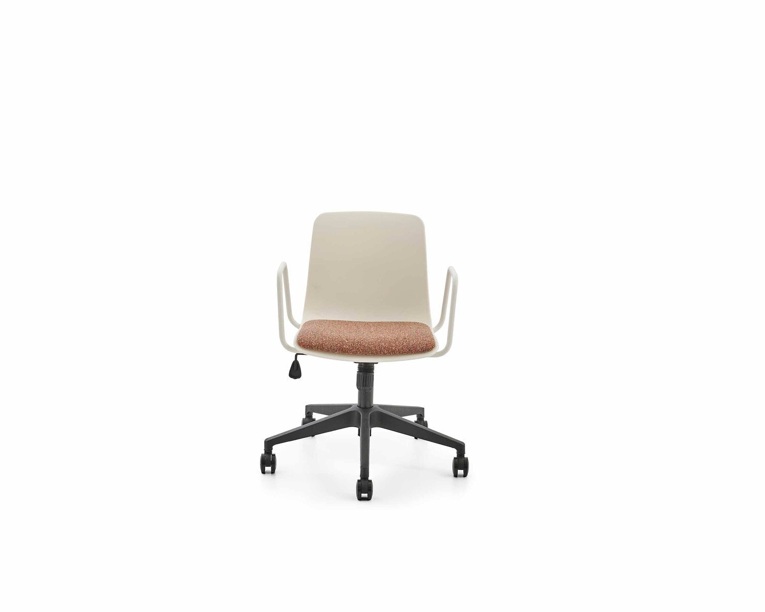 Chair with beige backrest and brown seat on a white background
