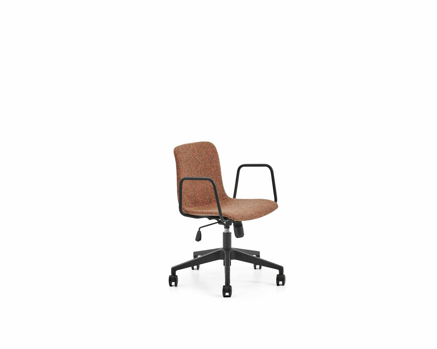 Brown office chair with black wheels on a white background
