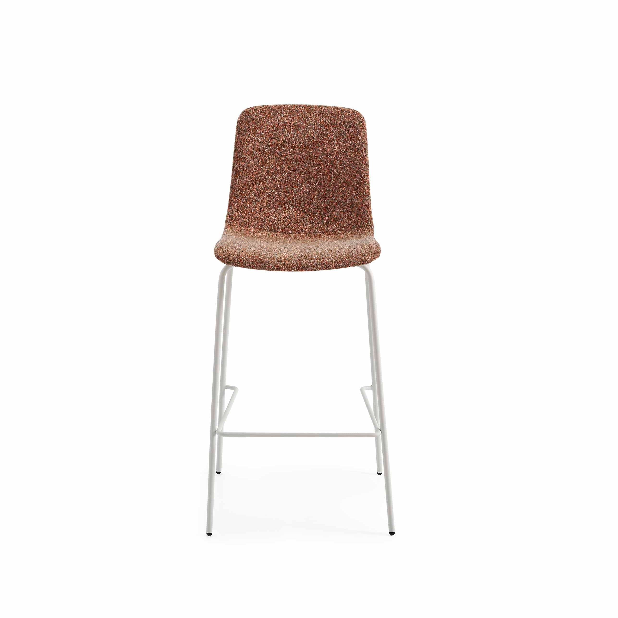 Brown bar stool with white legs on a white background