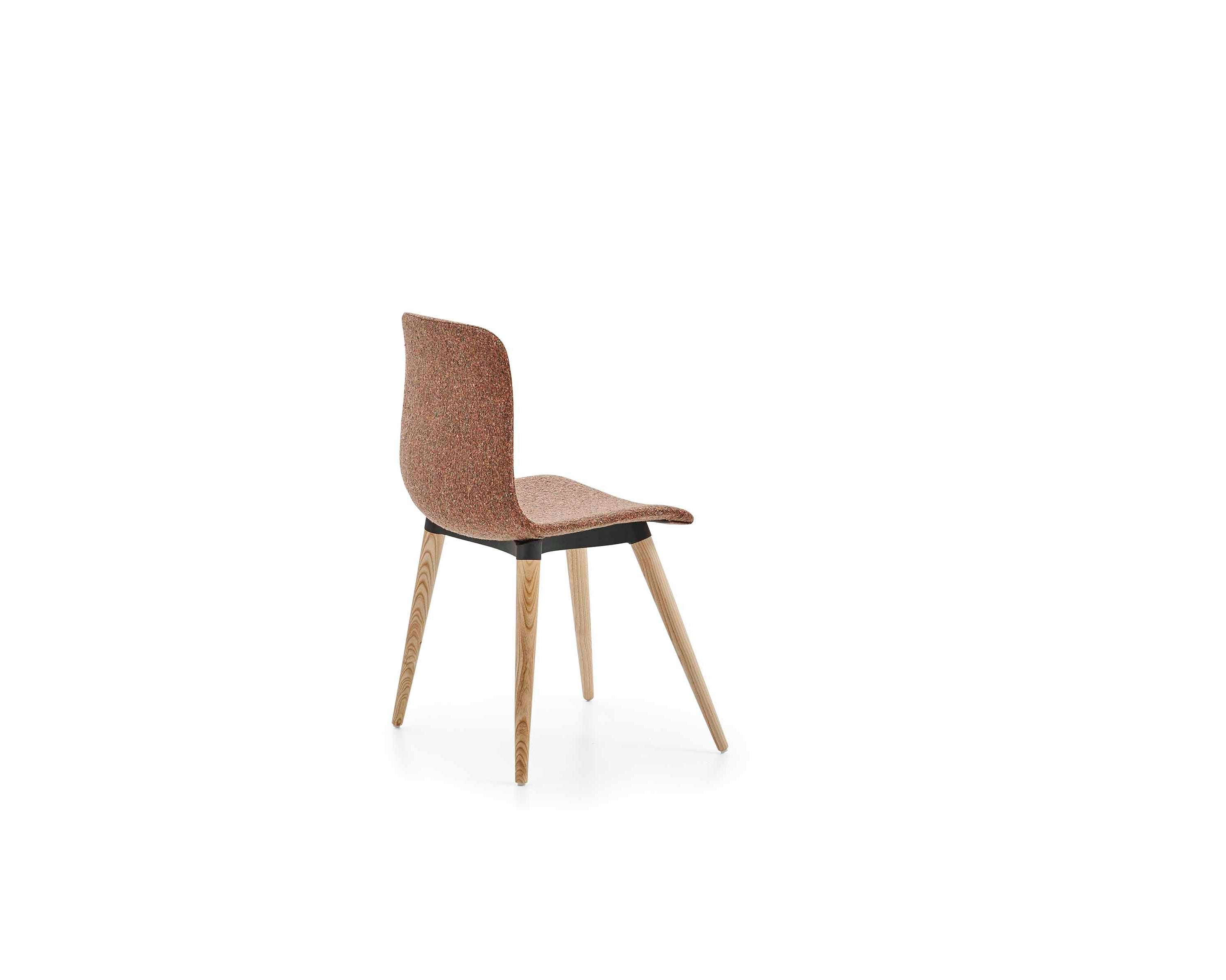 Chair with wooden frame and brown seat on a white background