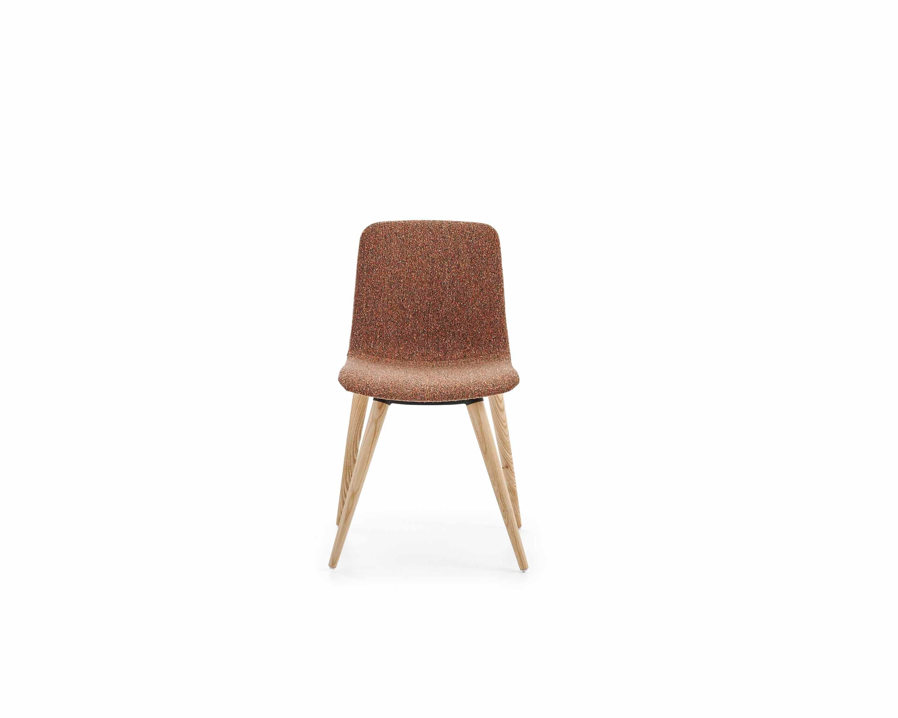 Brown chair with wooden legs on a white background