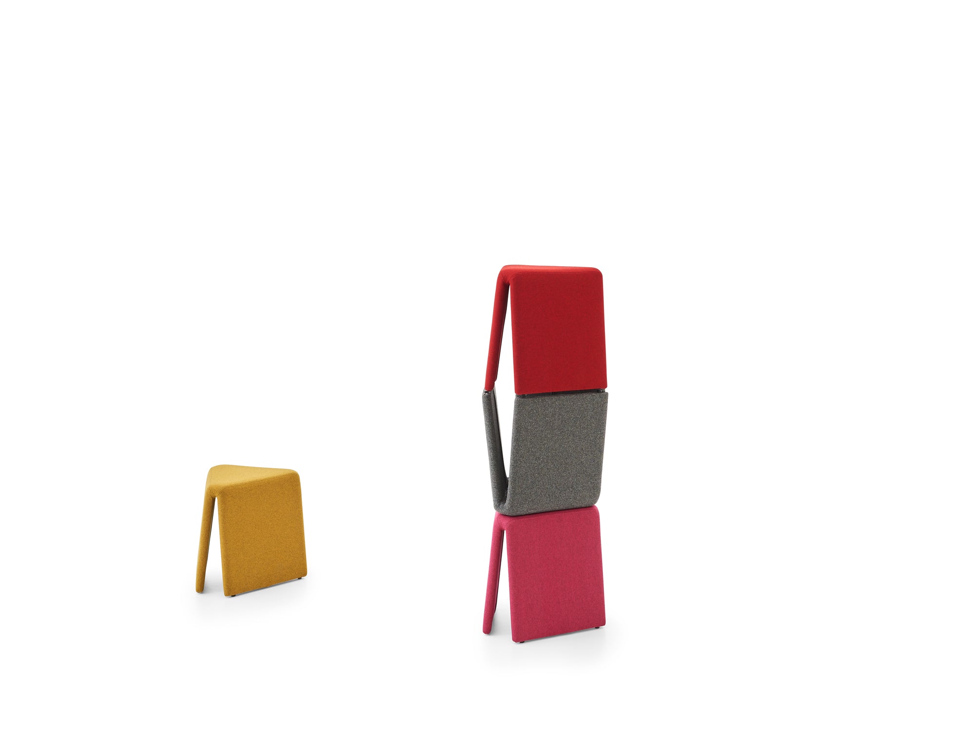 Three colorful cushions on a white background