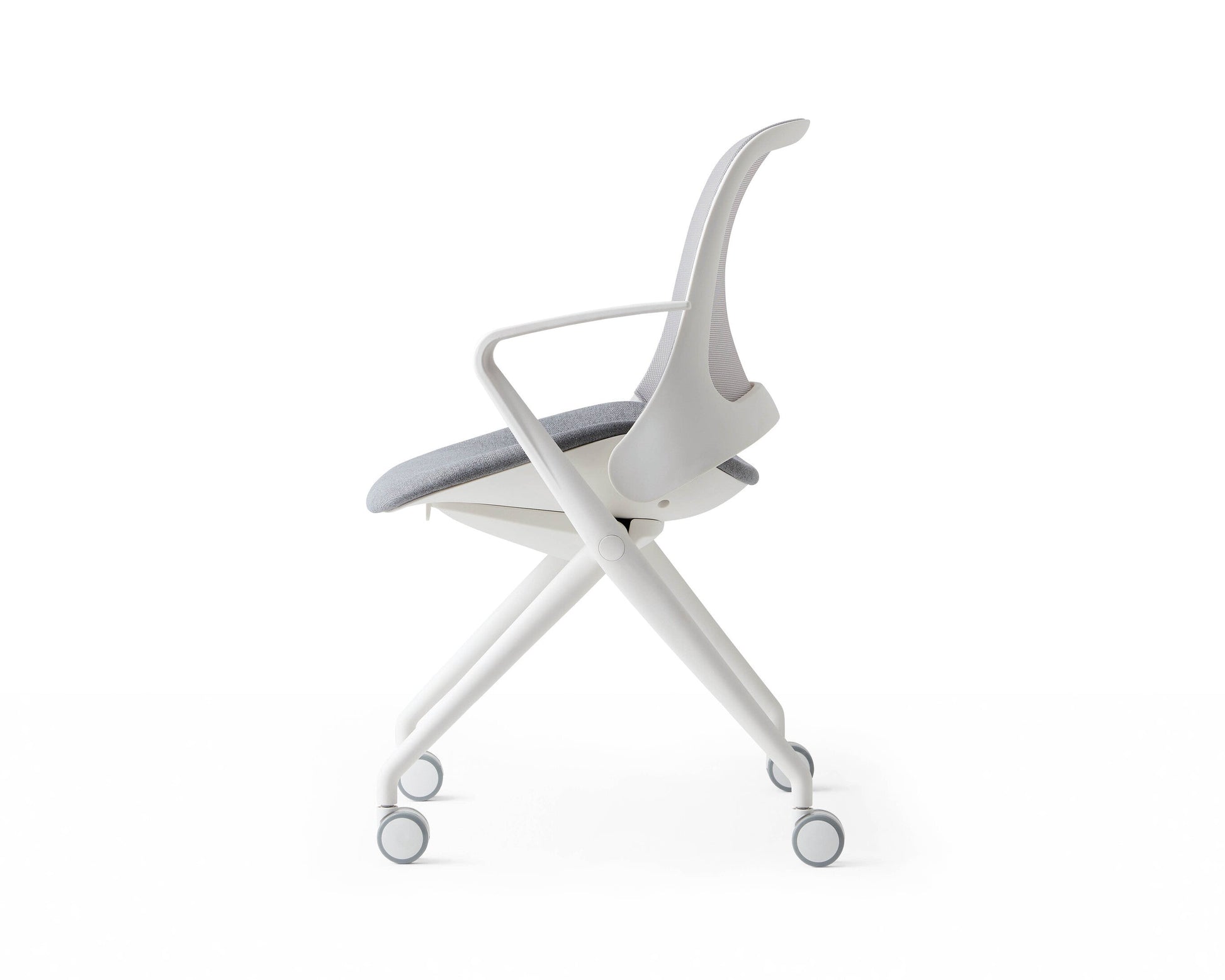 White office chair with gray seat on a white background