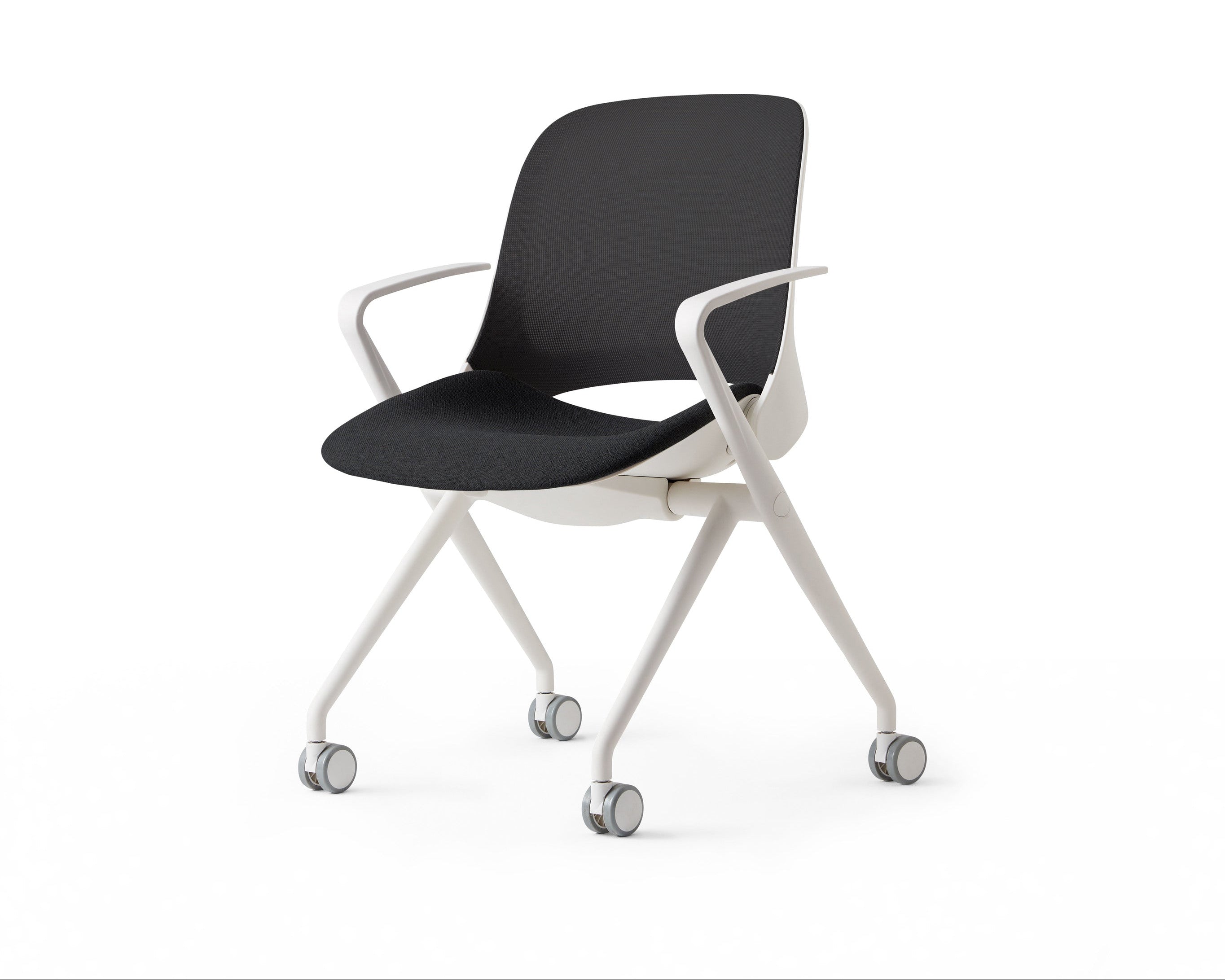 Modern chair with black seat and backrest on a white background