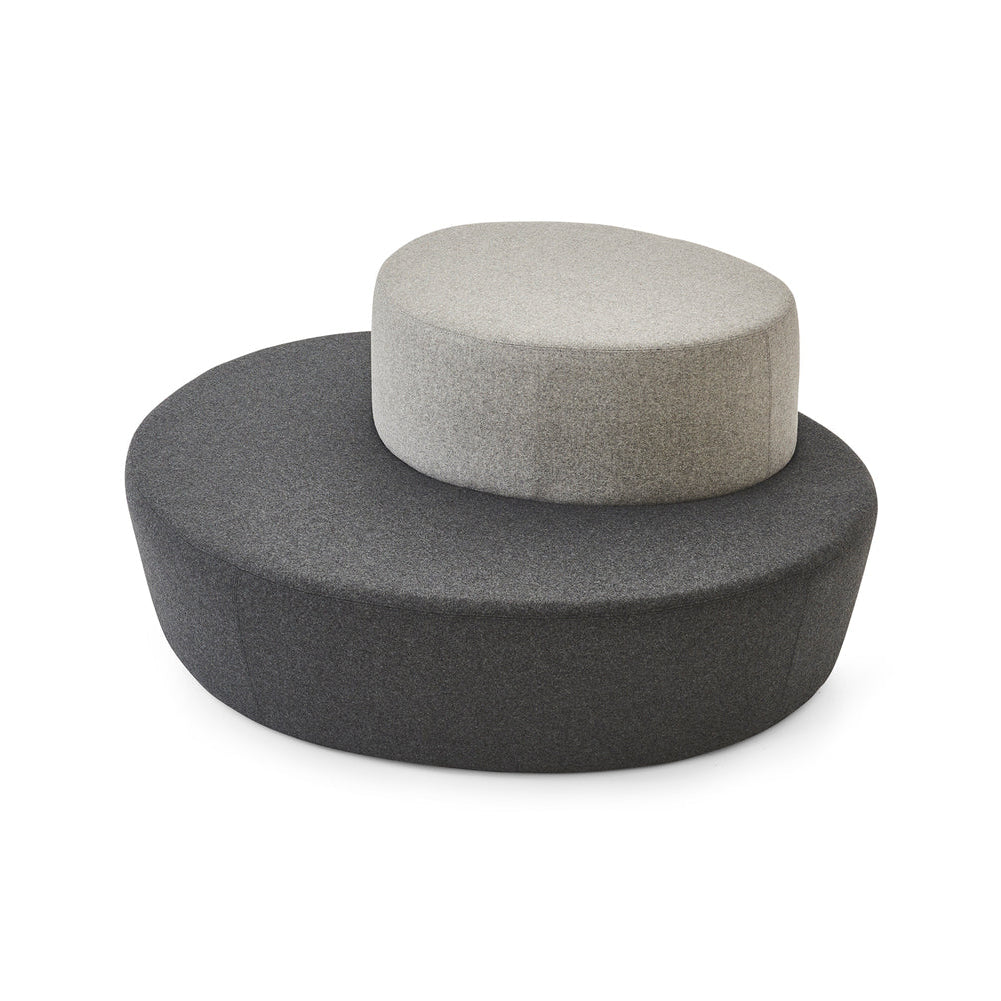 Two-tiered gray cushion on a white background