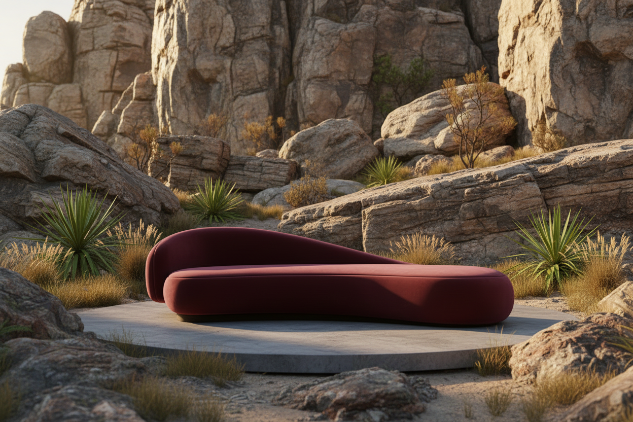 Bordo kanepe taşlık doğa ortamında