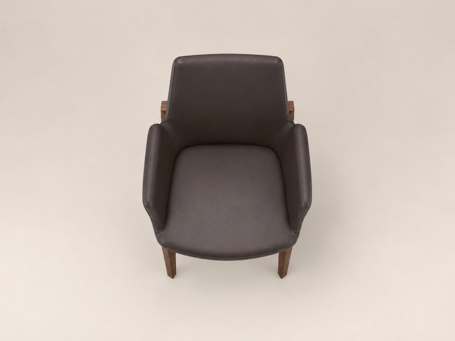 Eiffel Arm modern dining chair with solid walnut beech legs, flexible steel structure and tailored upholstery