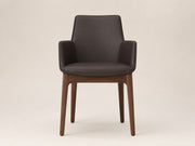 Eiffel Arm Wood Chair by Canapy Furniture featuring an upholstered seat and backrest with a solid walnut beech frame