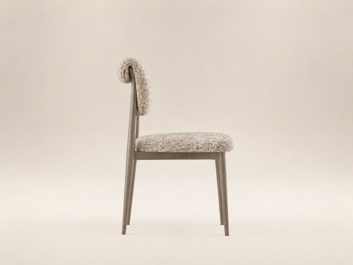 Enya modern dining chair with smooth durable fabric upholstery, cushioned seat and minimalist contemporary lines