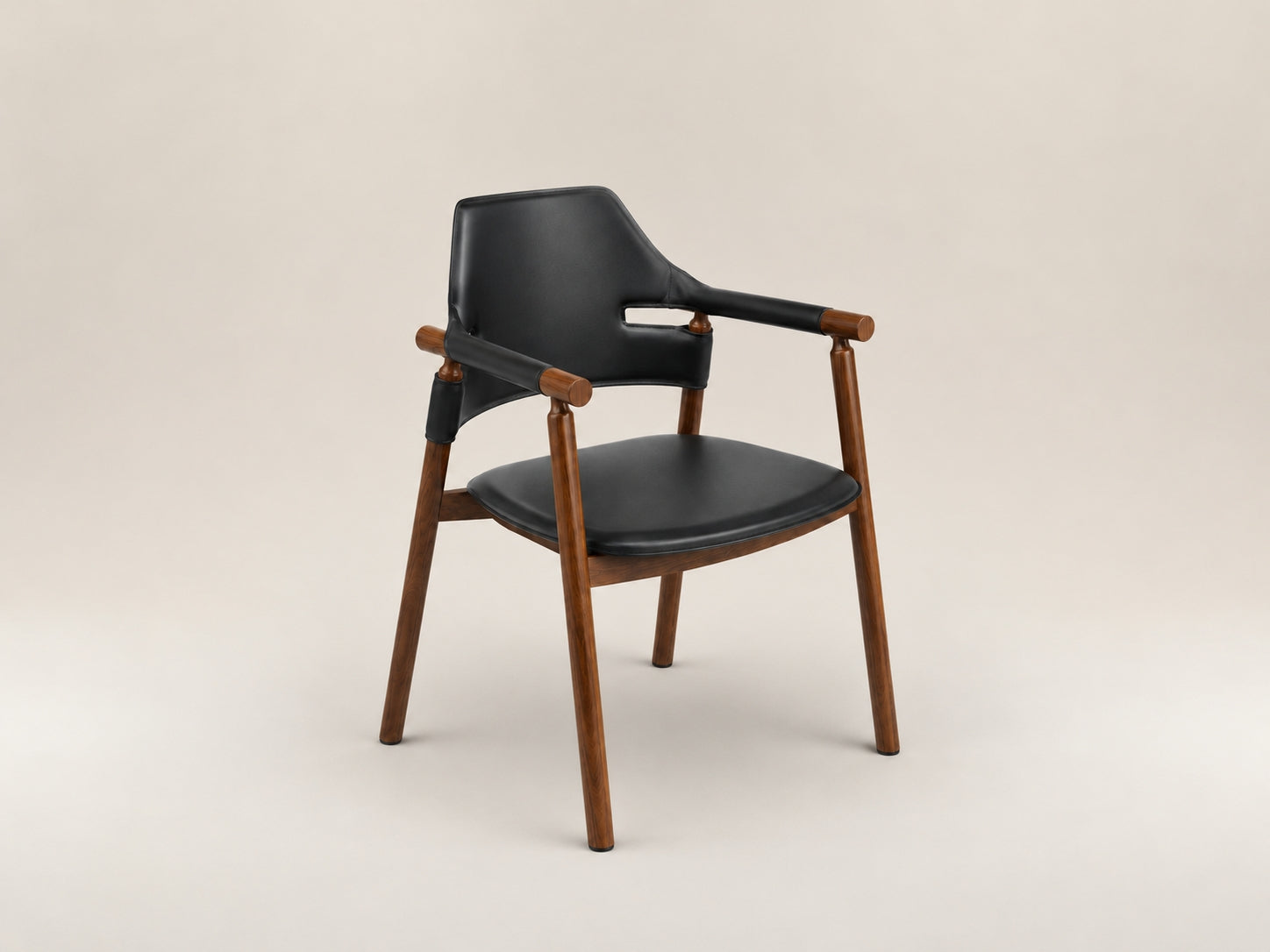 Genoa Armchair with smooth bone leather upholstery, timeless design and warm walnut wood frame