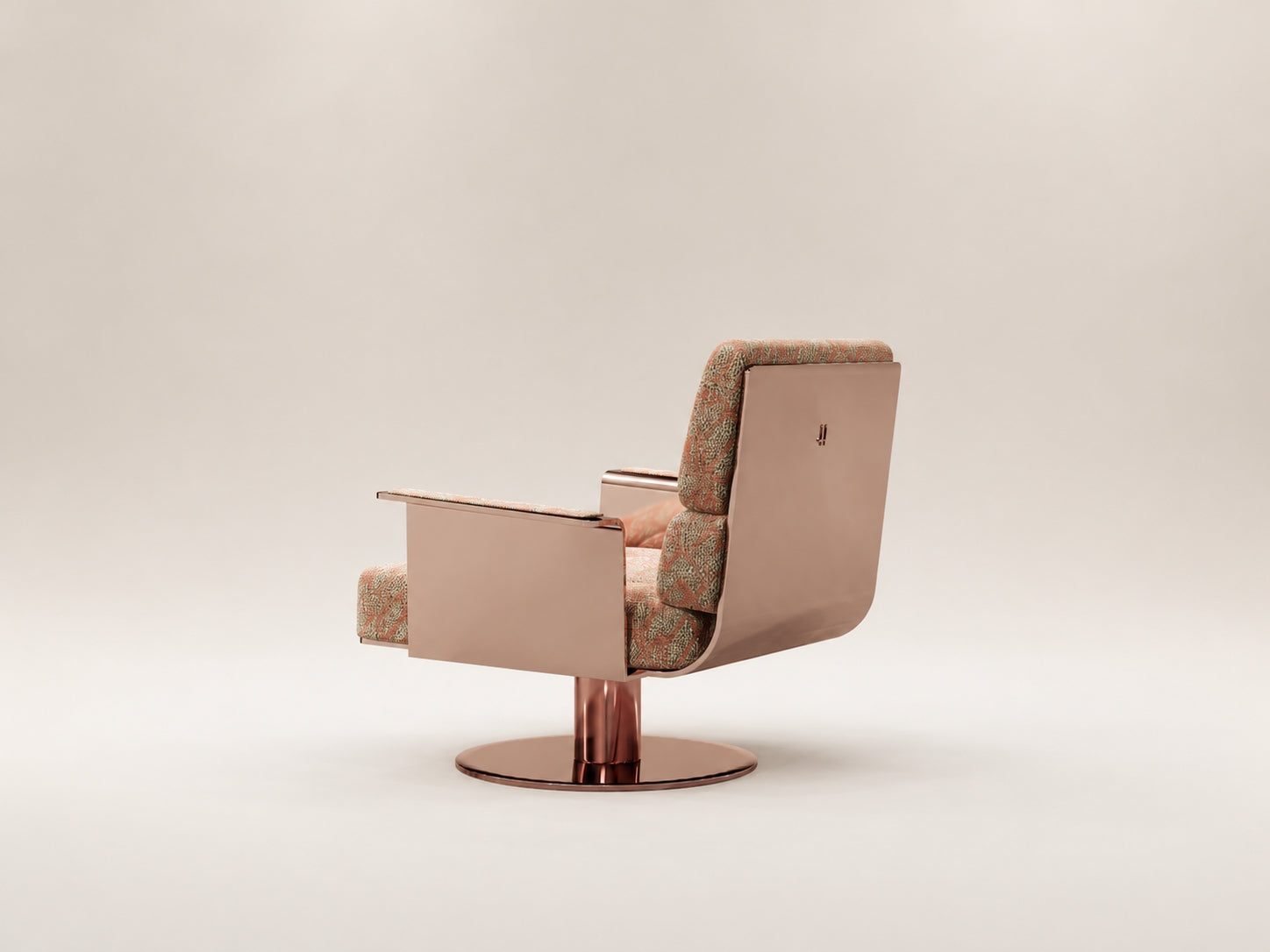 Kep’s Lounge sculptural armchair with subtle button details, metal frame and generous proportions from the Kepi Collection
