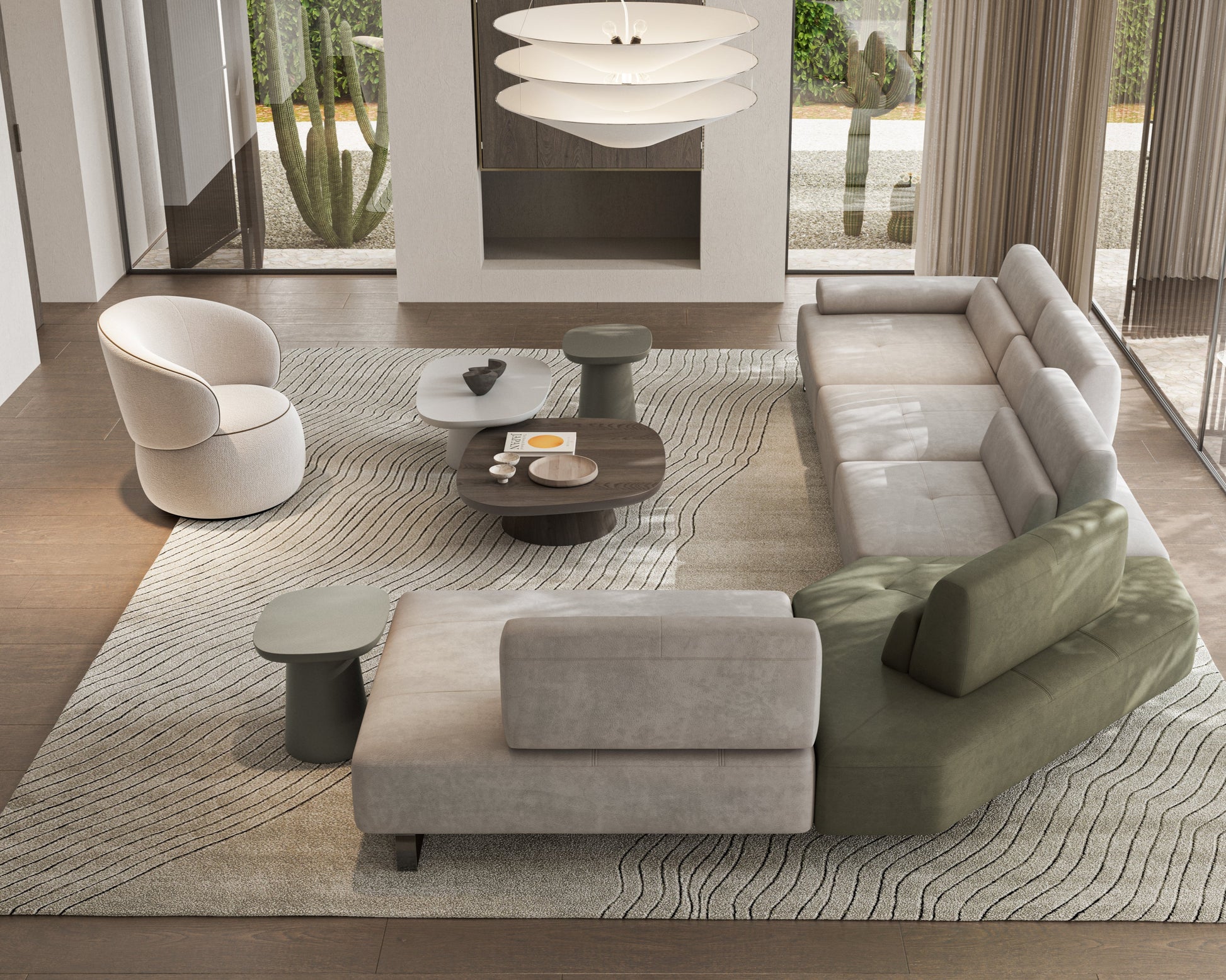 Moss Swivel Armchair in cream upholstery 