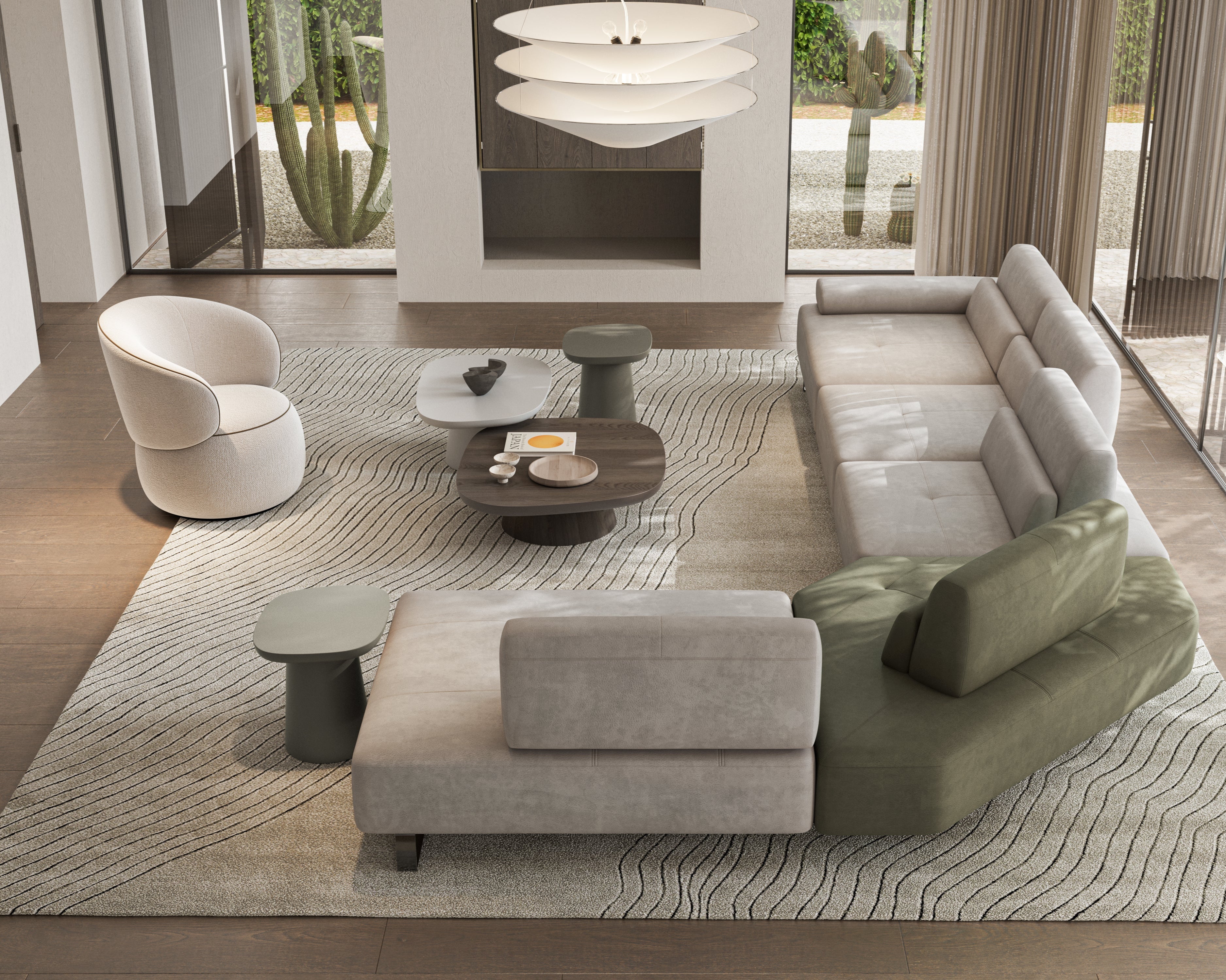 Moss Swivel Armchair in cream upholstery 