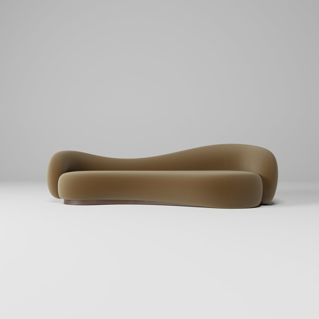 Orelle Sofa in modern brown upholstery on a light gray background