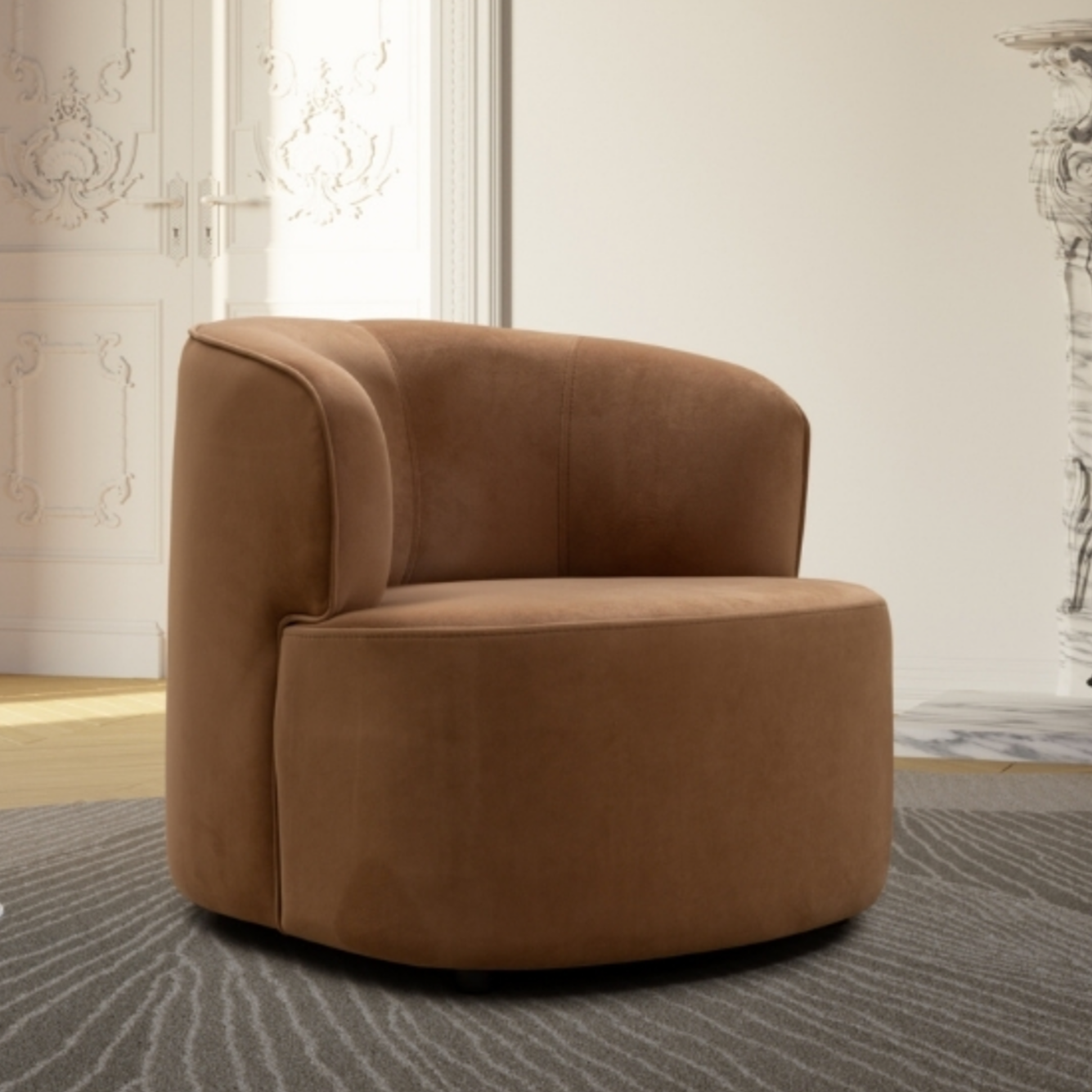 Orren Armchair in brown velvet fabric