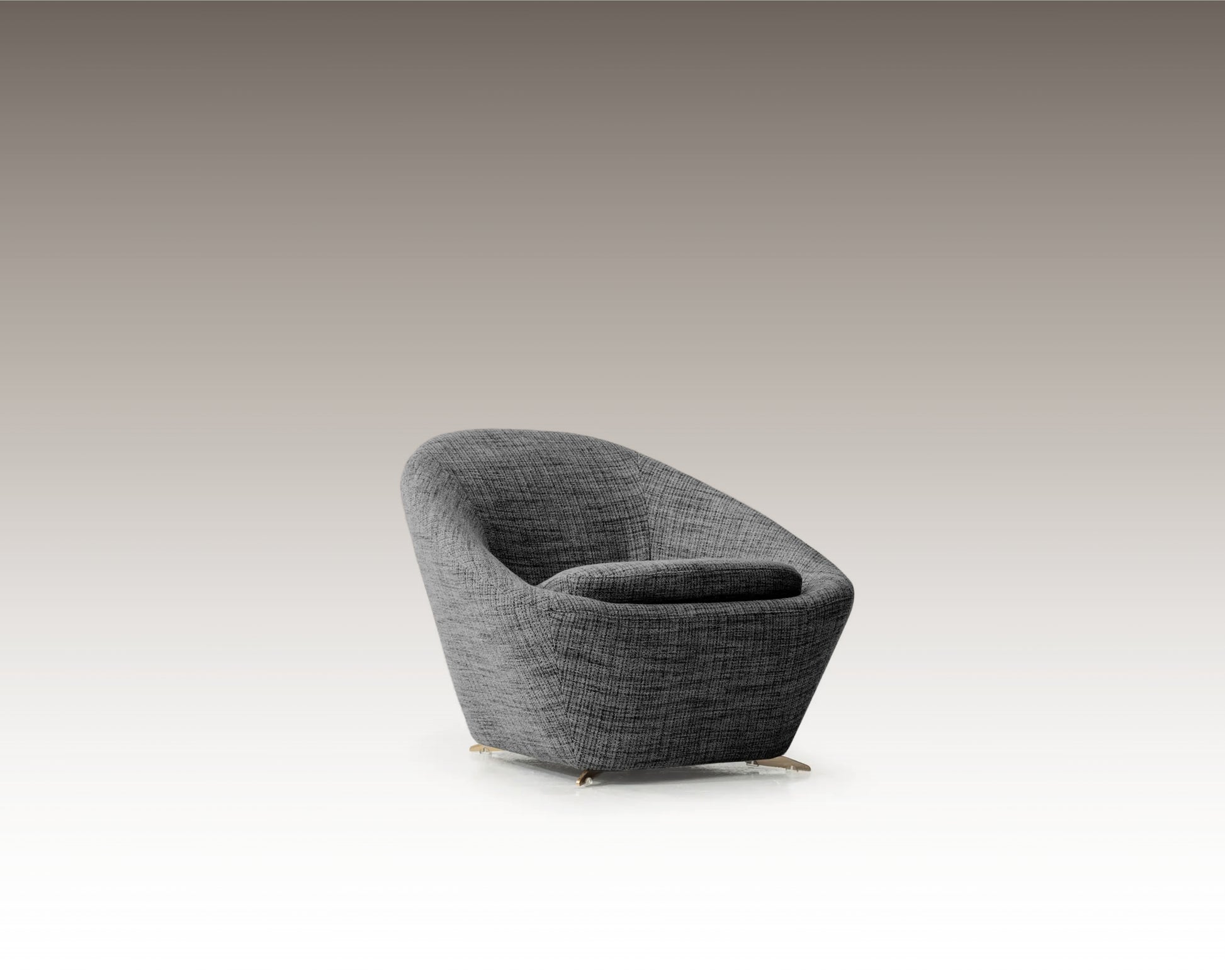 Tao Armchair in grey fabric, front view