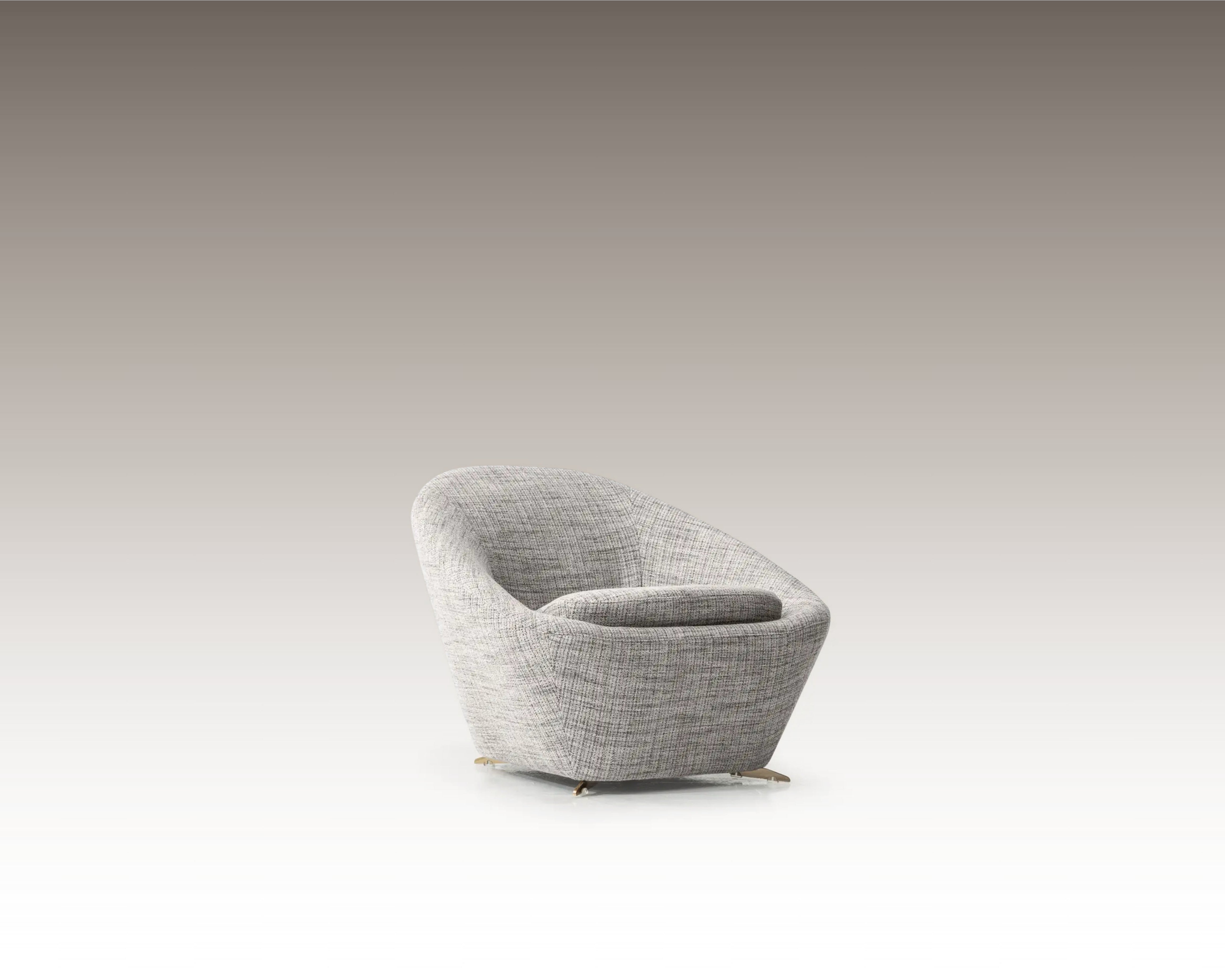 Tao Armchair in grey fabric, side