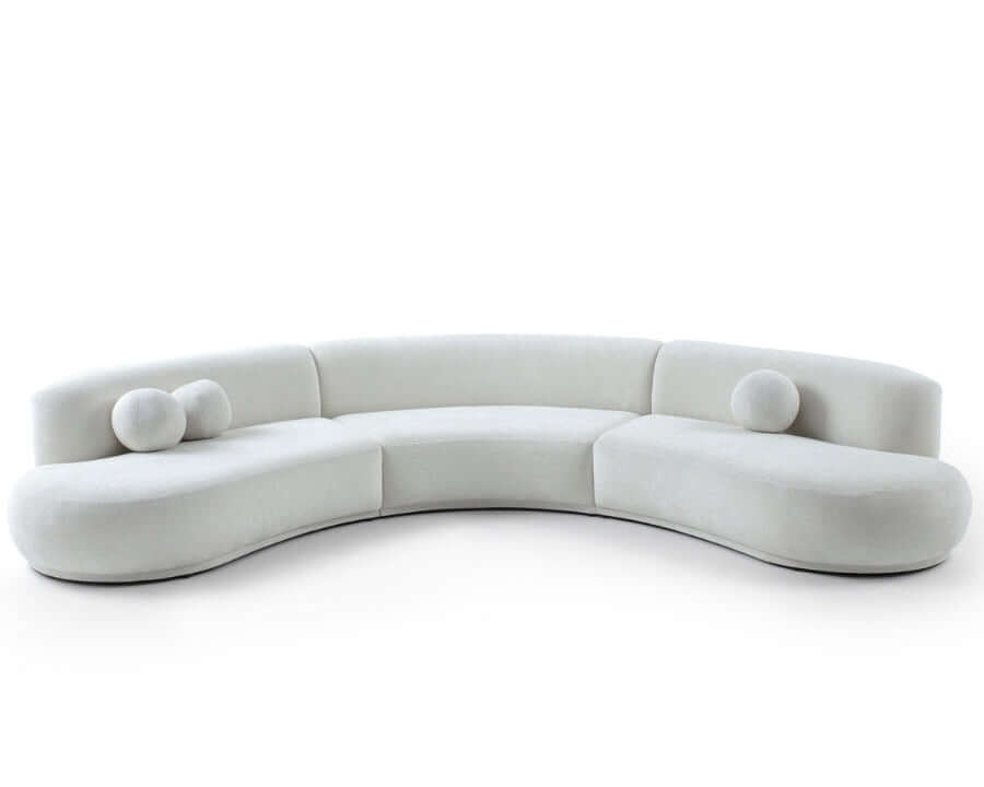Teddy Modular Sofa featuring a luxurious, curved design with customizable seating options, perfect for modern, minimalist, and contemporary interiors. Available with fast shipping across the GTA and Canada.