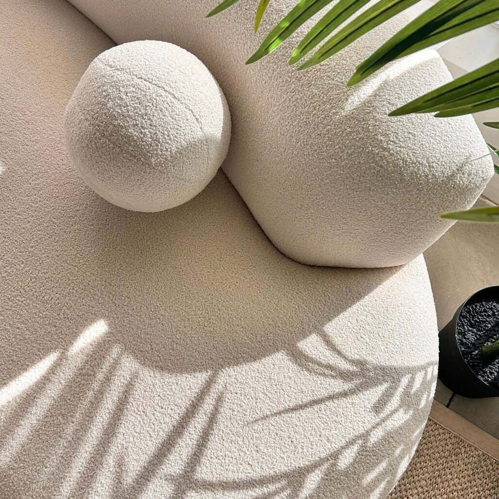 Teddy Sofa upholstery and signature sphere cushion detail