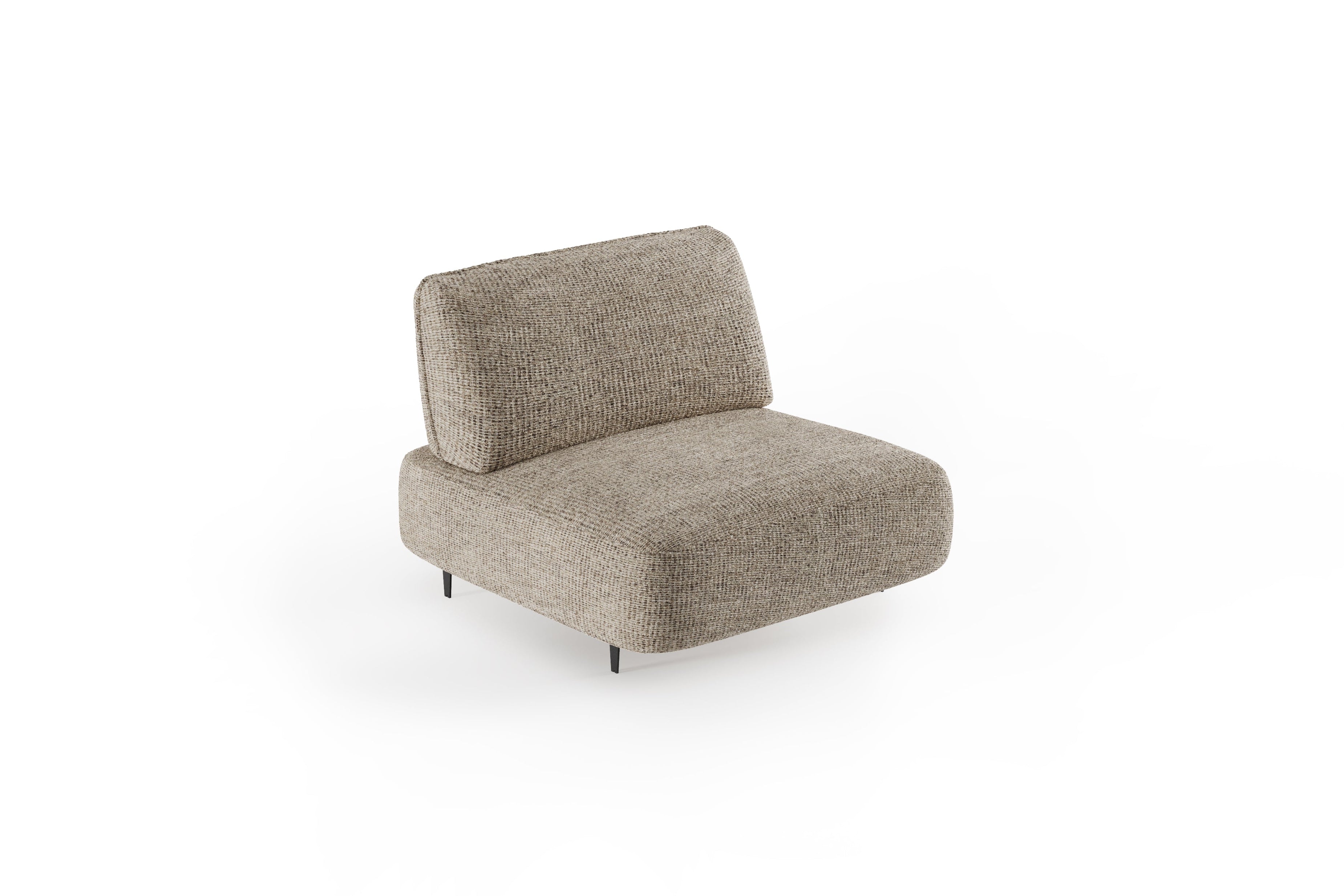 Beige armless chair on a white background
