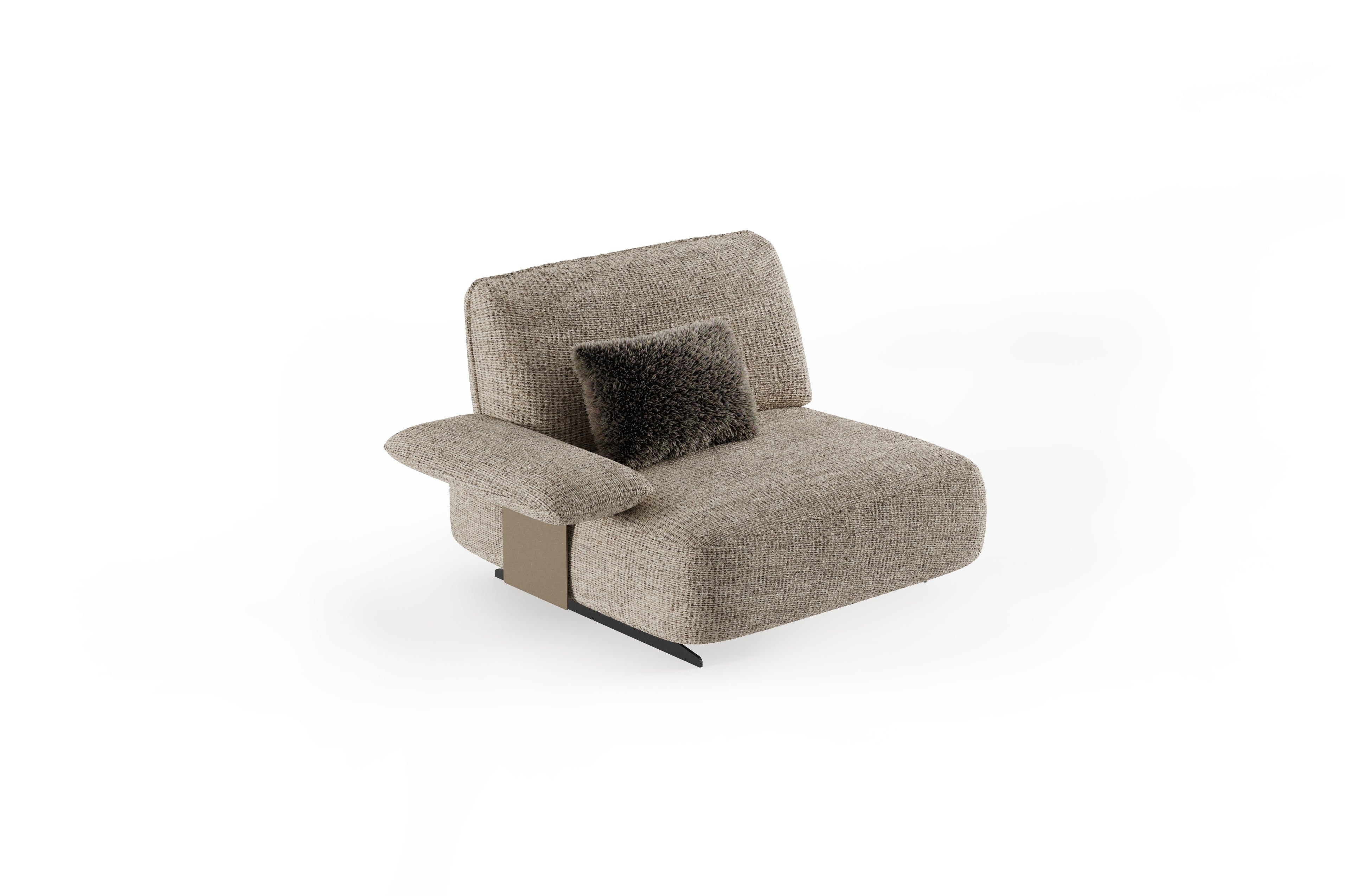 Beige armchair with a pillow on a white background
